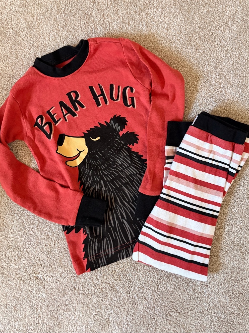 Lazy One Red Bear Hug Kids Pajama Set